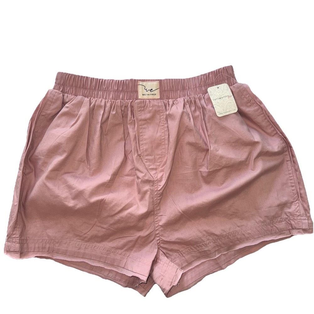NWT  We The Free People Intimately Day to Day Boxer Shorts Pink Pockets Small